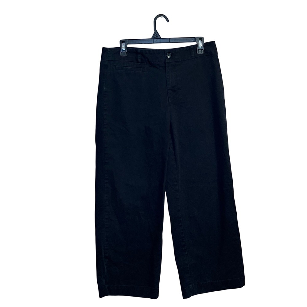 LOFT Outlet Size 8 Black Wide Leg Crop Pants Size 8 Casual Relax Fit